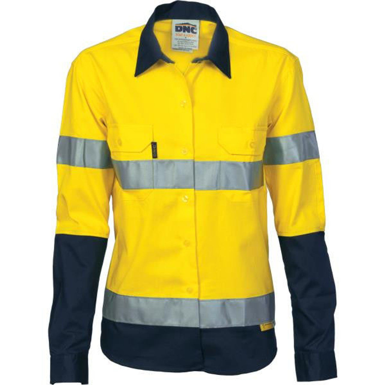 Ladies HIVIS Two Tone Drill Shirt with 3M R/Tape - L/S - 3936-Y/N-20