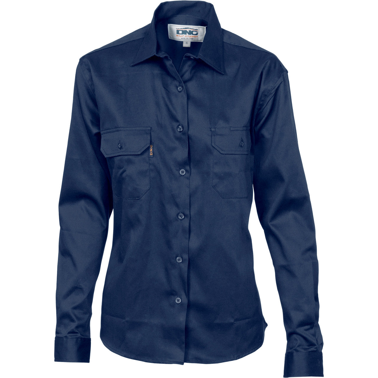 Ladies Cotton Drill Work Shirt - L/S - 3232-Navy-12