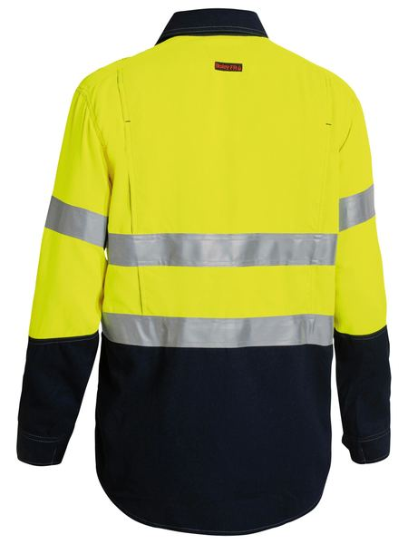 Tencate Tecasafe Plus Taped 2 Tone Hi Vis Fr Light Weight Vented Long Sleeve Shirt - BS8098T-Y/N-2XL