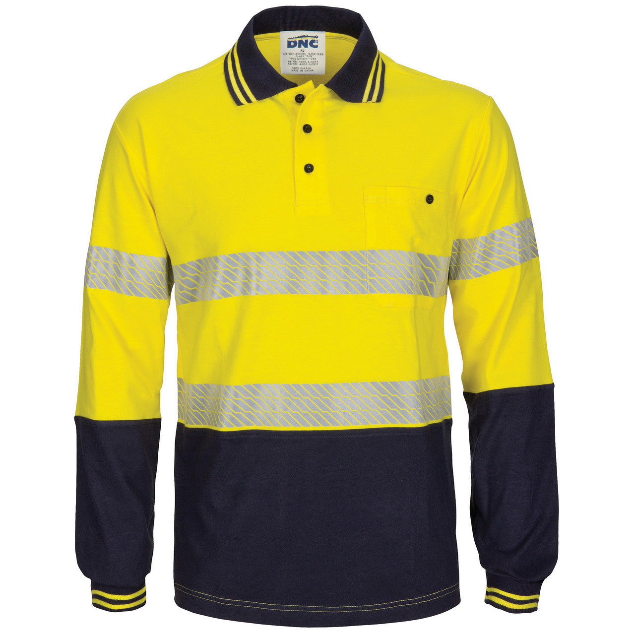 HiVis Segment Taped Cotton Jersey Polo - L/S - 3516-Y/N-3XL