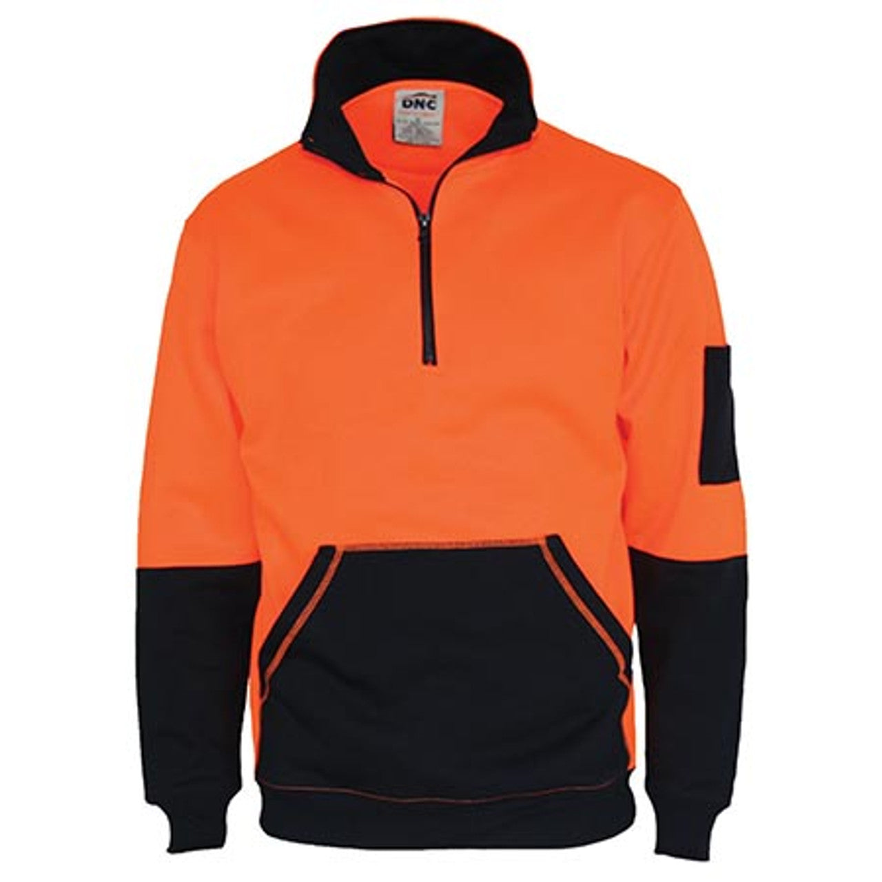 HiVis 1/2 Zip Super Fleecy - 3724-Orange/Navy-L