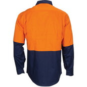 HiVis R/W Cool-Breeze Two Tone Vertical Vented Cotton Shirt with Gusset Sleeves - Long Sleeve - 3781-O/N-L