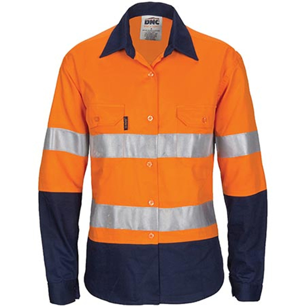 Ladies HIVIS Cool-Breeze Cotton Shirt with CSR R/Tape - L/S - 3786-O/N-24