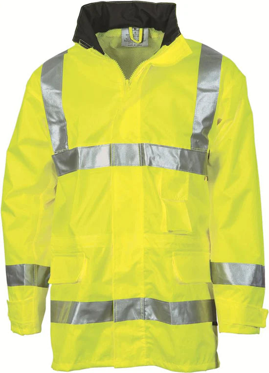 Hi-Vis Breathable Rain Jacket with 3M Reflective Tape - 3871-Yellow-L