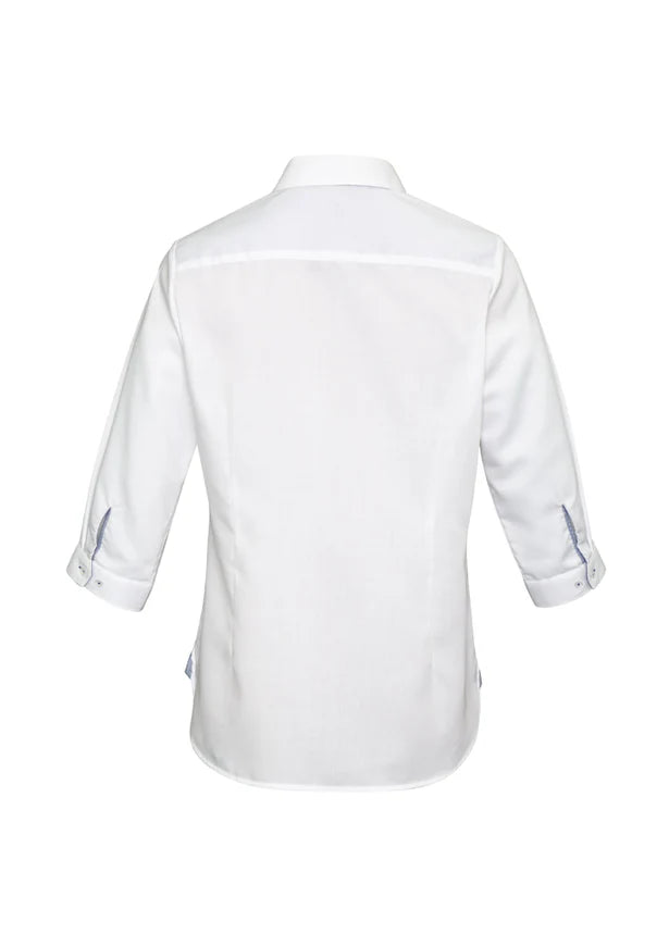 Herne Bay Ladies 3/4 Shirt - 41821-White/Turkish Blue-18