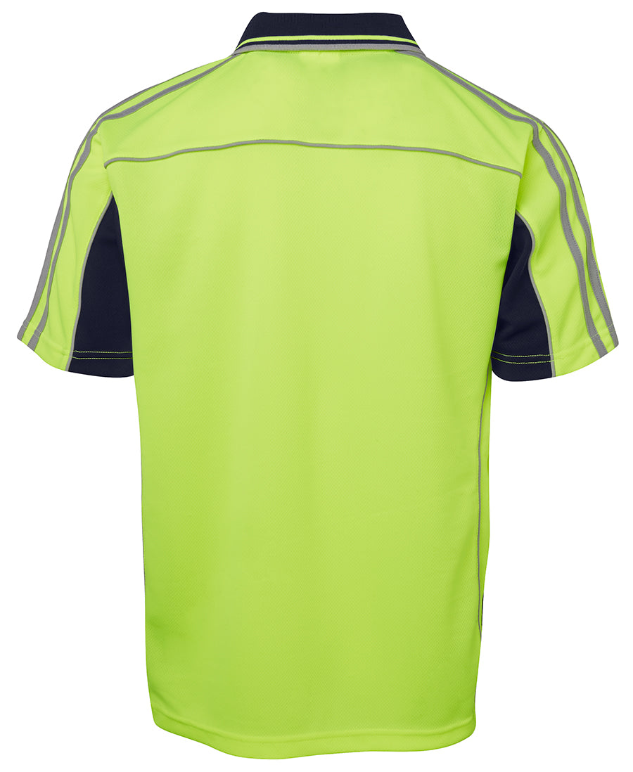 Jb's Hi Vis S/S Arm Tape Polo - 6AT4S-Lime/Navy-XL