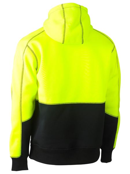 Hi Vis Fleece Hoodie Pullover - BK6619-Yellow/Navy-2XL