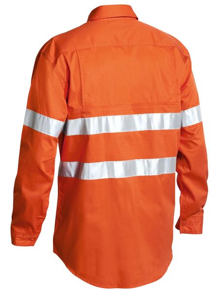 Taped Hi Vis Cool Lightweight Drill Shirt - BS6897-Orange-XS