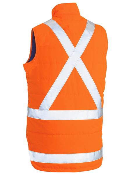 Taped Hi Vis Puffer Vest With X Back - BV0379XT-Orange-S