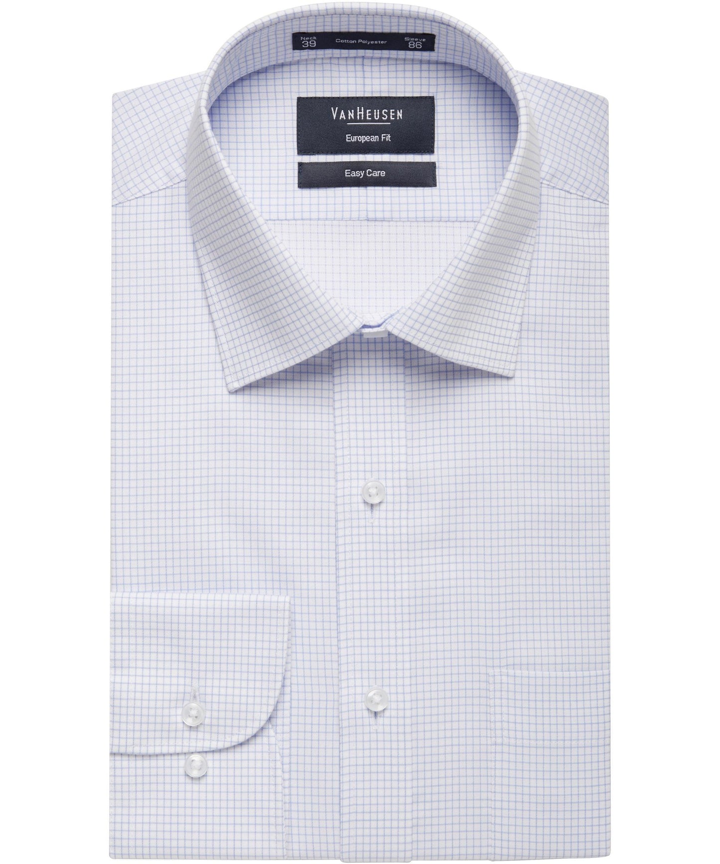European Tailored Fit Check Shirt - E155-Blue-37.82