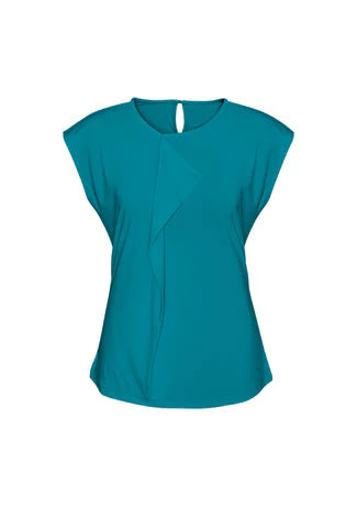 Ladies Mia Pleat Knit Top - K624LS-Teal-18