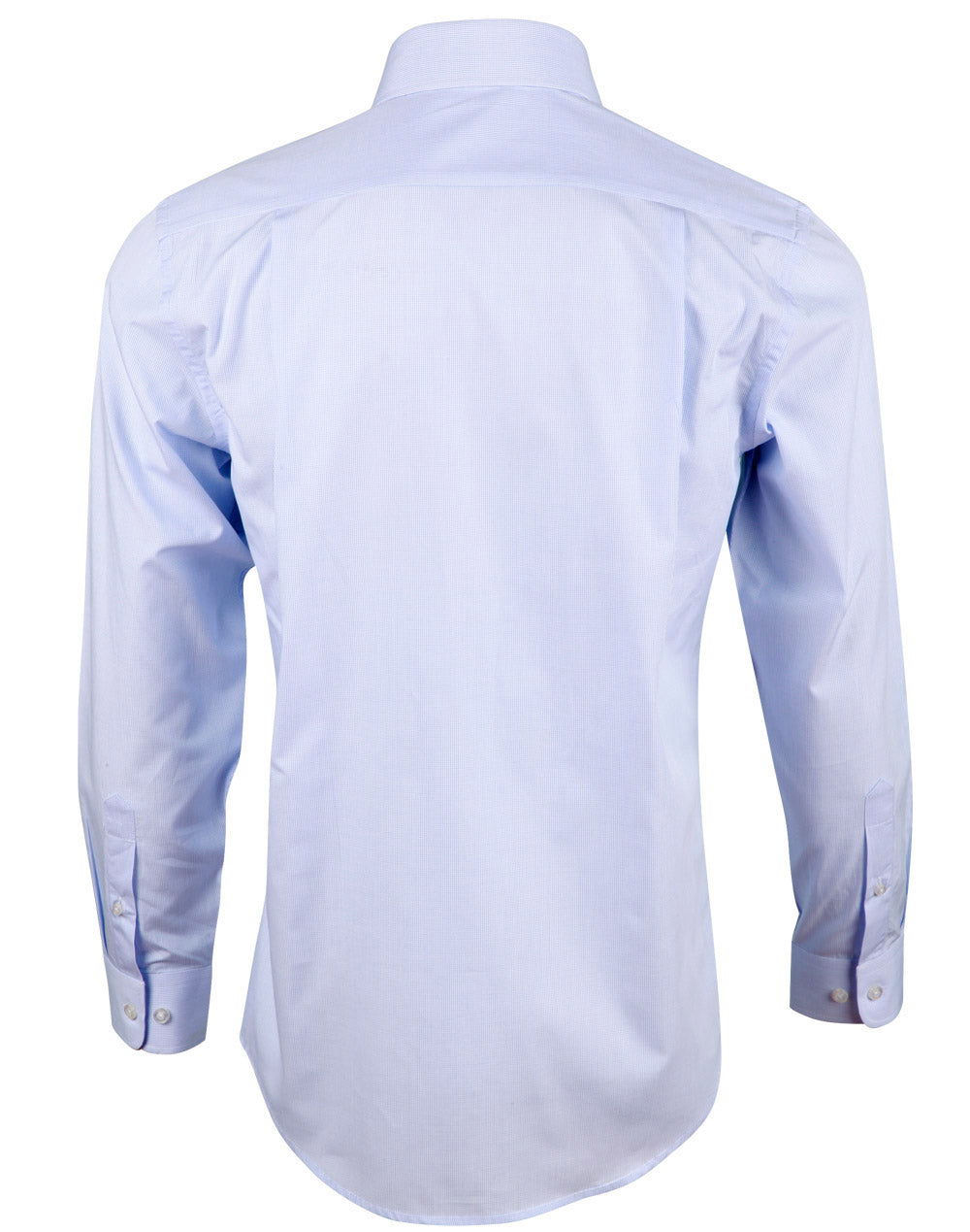 Men’s Mini Check Premium Cotton Long Sleeve Shirt - M7362-Pale Blue-40