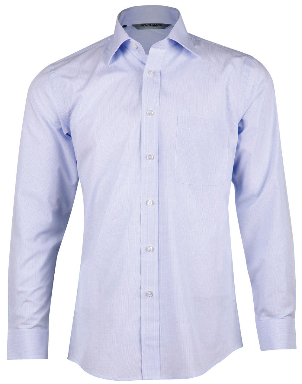 Men’s Mini Check Premium cotton long sleeve shirt - M7362-Pale Blue-40