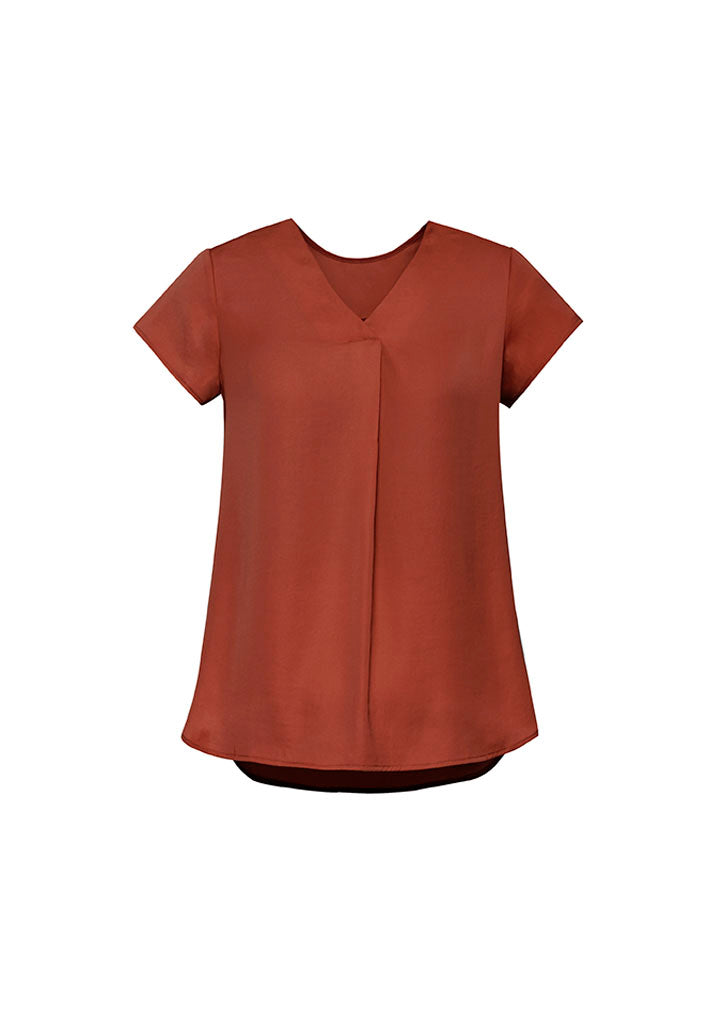Womens Kayla V-Neck Pleat Blouse - RB967LS-Auburn-14