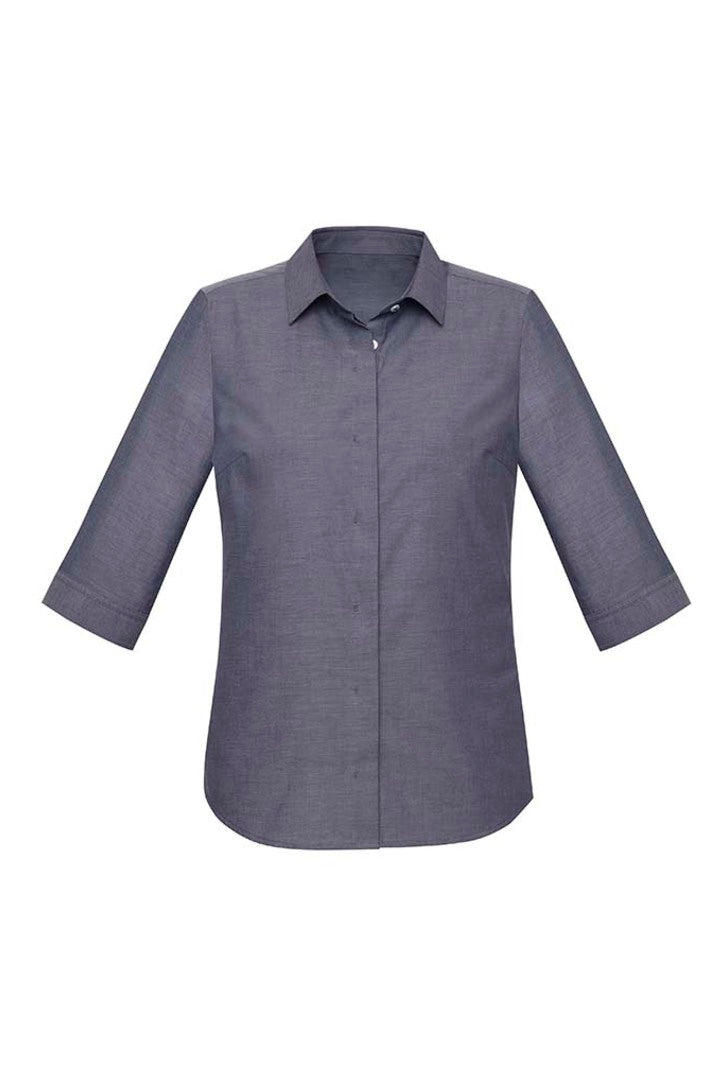 Women's Charlie 3/4 Sleeve Shirt - RS968LT-Navy Chambray-16