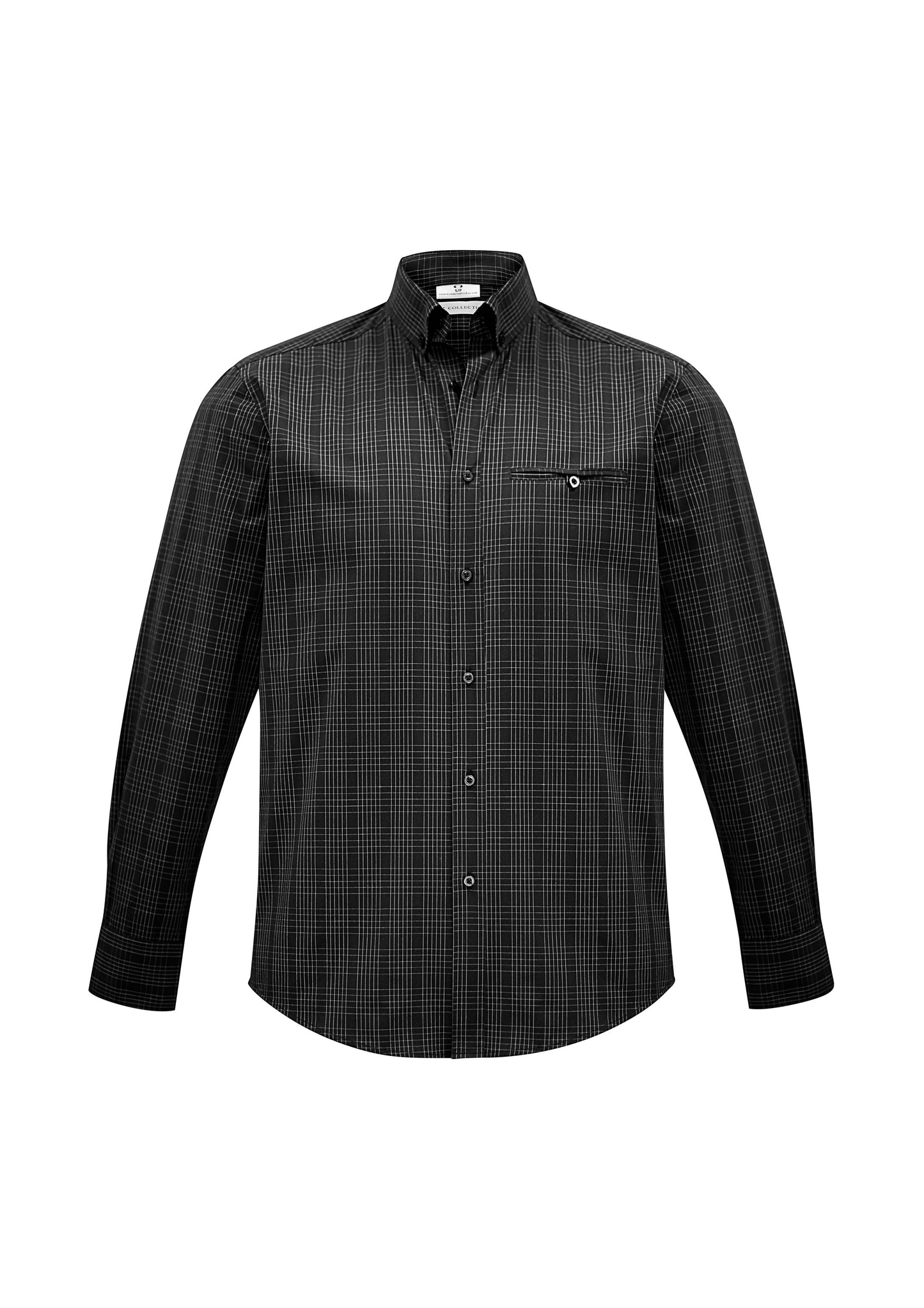 Mens Harper Long Sleeve Shirt - S820ML-Black/Silver-XS