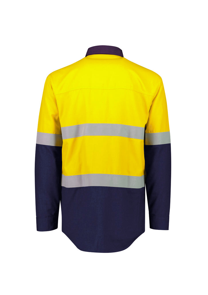 Men's Orange Flame Lightweight Ripstop Shirt - Hoop Taped - ZW180-Orange/Navy-M