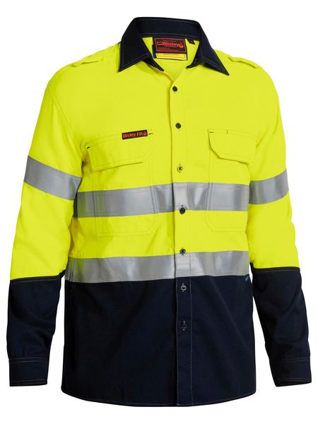 Tencate Tecasafe Plus Taped 2 Tone Hi Vis Fr Light Weight Vented Long Sleeve Shirt - BS8098T-Y/N-M