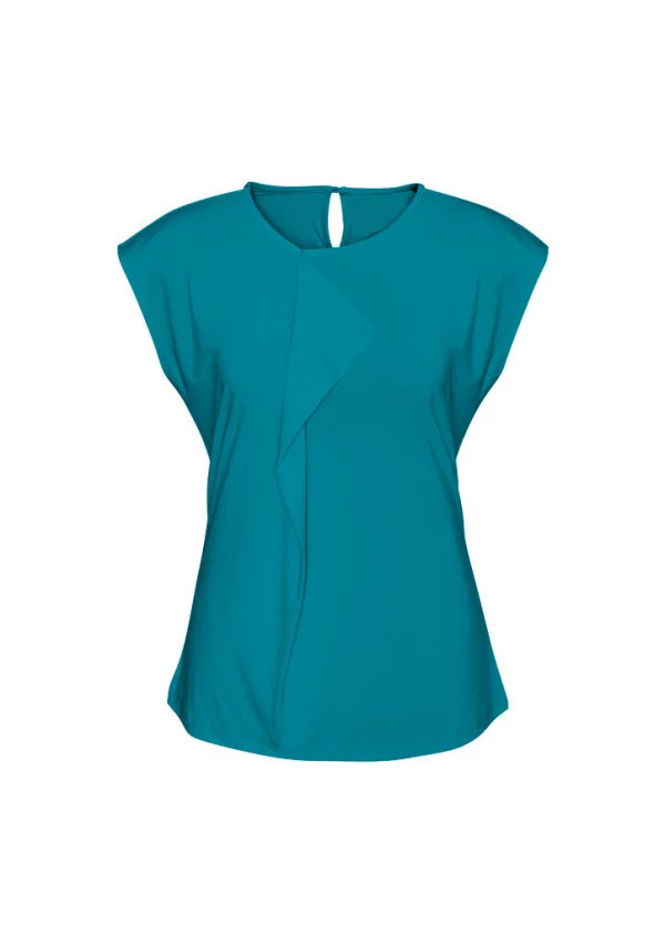 Ladies Mia Pleat Knit Top - K624LS-Teal-14