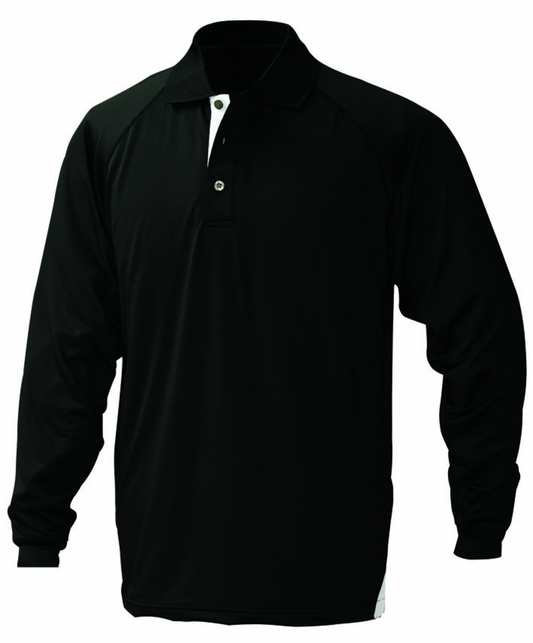 Team L/S 1042 Men's L/S Long Sleeve Polos - 1042-Black/Silver-Xl