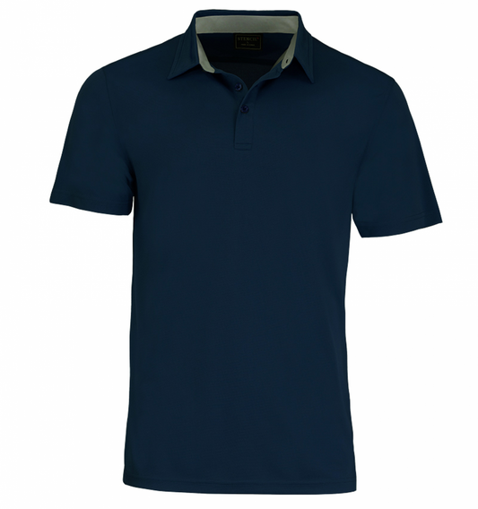 Kahve 1064 Men's S/S Polos - 1064-Navy/Platinum-M