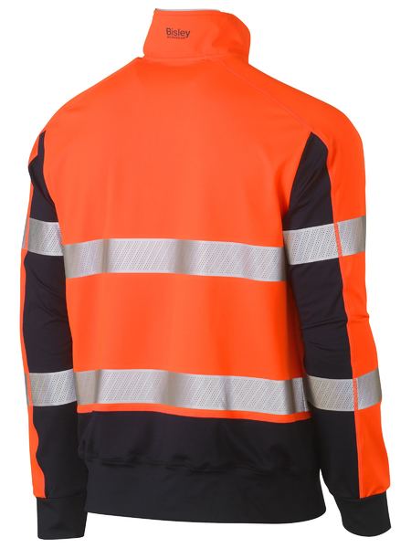 Taped Two Tone Hi Vis Contrast Stretchy 1/4 Zip Pullover - BK6817T-O/N-L