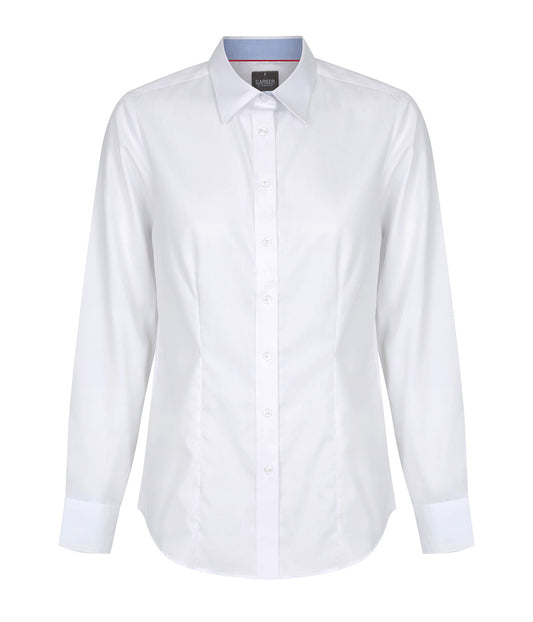 Bradford Womens Fine Oxford Long Sleeve Shirt - 1899WL-White-10