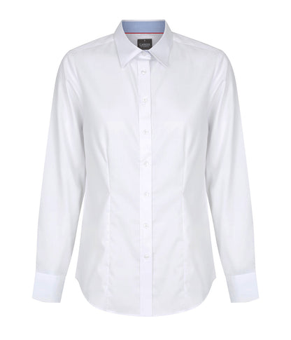 Bradford Womens Fine Oxford Long Sleeve Shirt - 1899WL-White-10
