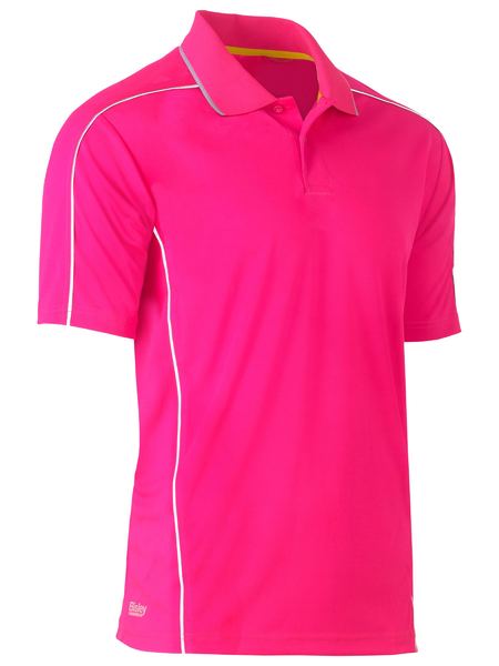 Cool Mesh Polo With Reflective Piping - BK1425-Pink-S