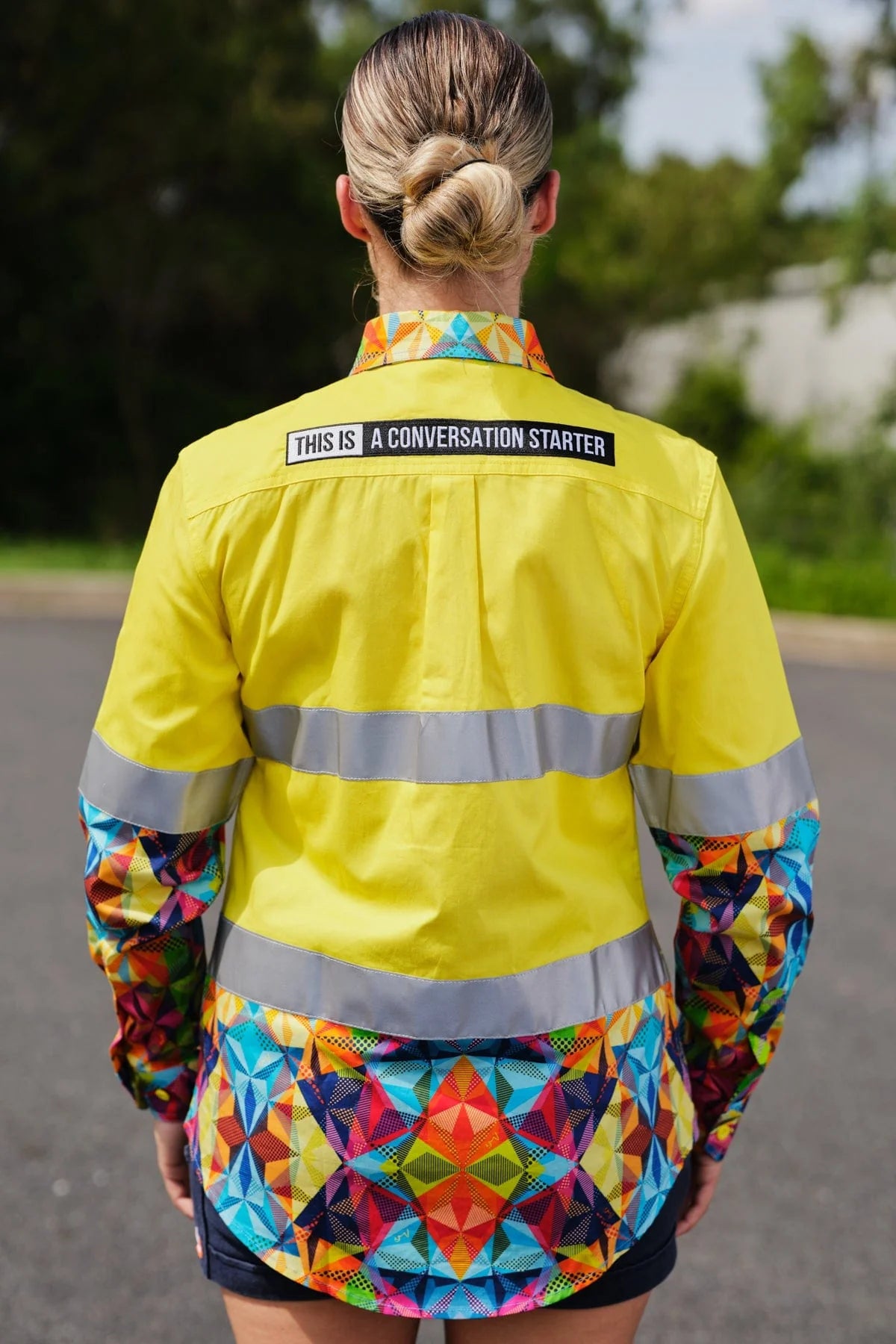 Women's Fractal Yellow Day/Night Hi Vis Workshirt - 20638-Y/N-8