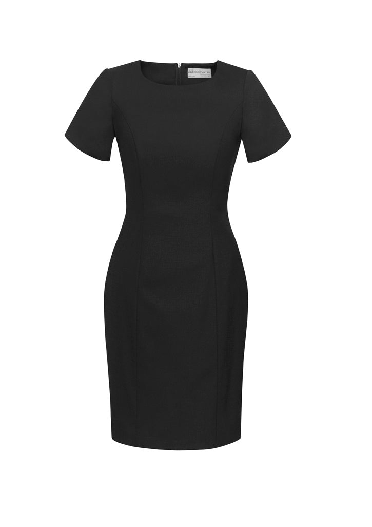 Women's Comfort Wool Stretch Short Sleeve Shift Dress - 34012-Black-8