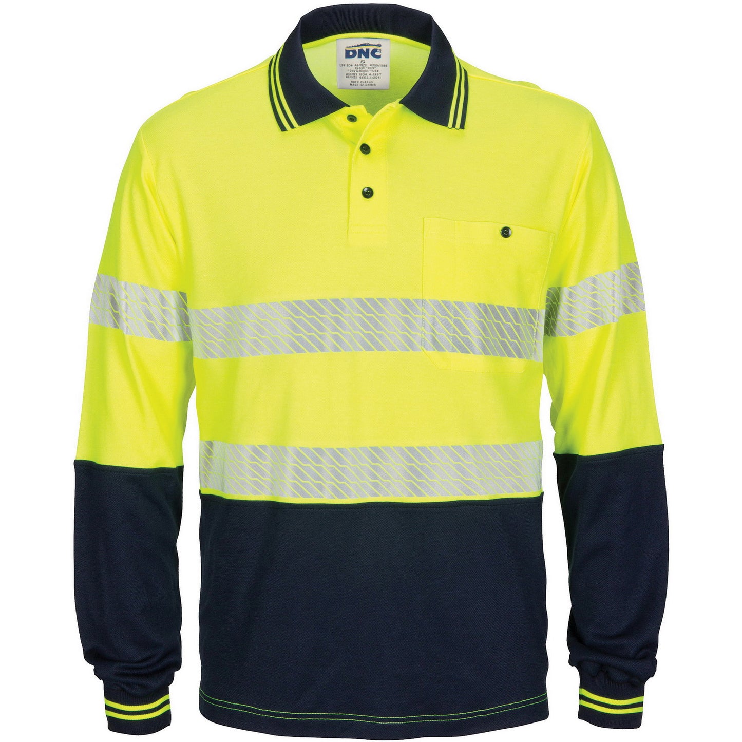 HIVIS Segment Taped Cotton Backed Polo - L/S - 3518-Y/N-3XL