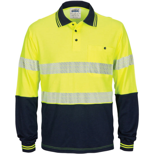 HIVIS Segment Taped Cotton Backed Polo - L/S - 3518-Y/N-3XL