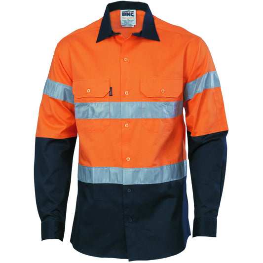 HiVis D/N Two Tone Drill Shirt with CSR R/Tape - 3536-O/N-5XL