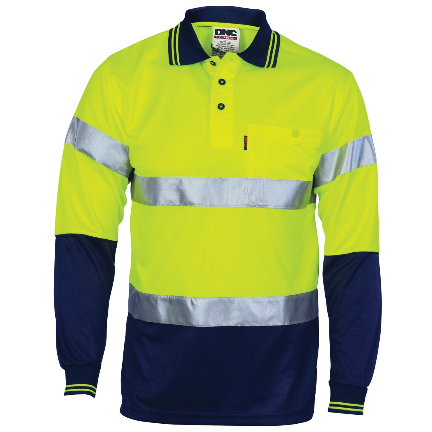 HiVis D/N Cool Breathe Polo Shirt With CSR R/Tape - Long Sleeve - 3716-Y/N-4XL