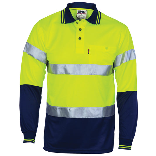 HiVis D/N Cool Breathe Polo Shirt With CSR R/Tape - Long Sleeve - 3716-Y/N-4XL