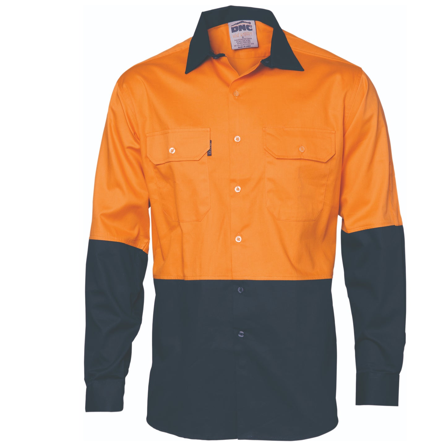 HiVis Cool-Breeze Vertical Vented Cotton Shirt - Long sleeve - 3732-O/N-XL