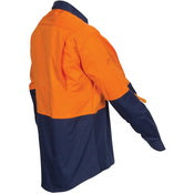 HiVis R/W Cool-Breeze Two Tone Vertical Vented Cotton Shirt with Gusset Sleeves - Long Sleeve - 3781-O/N-L
