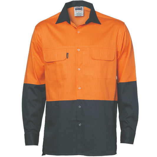 HiVis 3 Way Cool-Breeze Cotton Shirt - Long Sleeve - 3938-Y/N-XS
