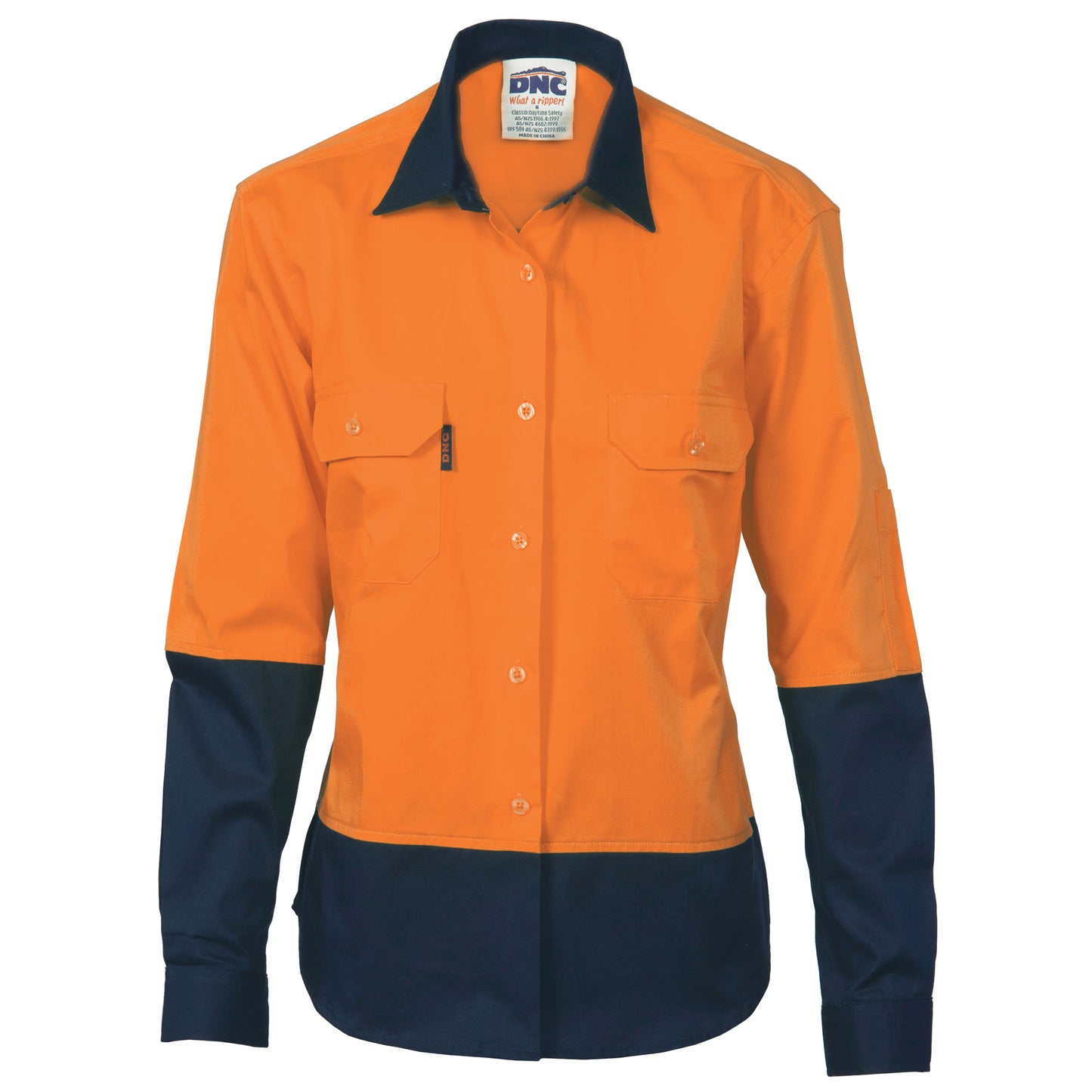 Ladies HiVis Two Tone Cool-Breeze Cotton Shirt - Long Sleeve - 3940-O/N-18