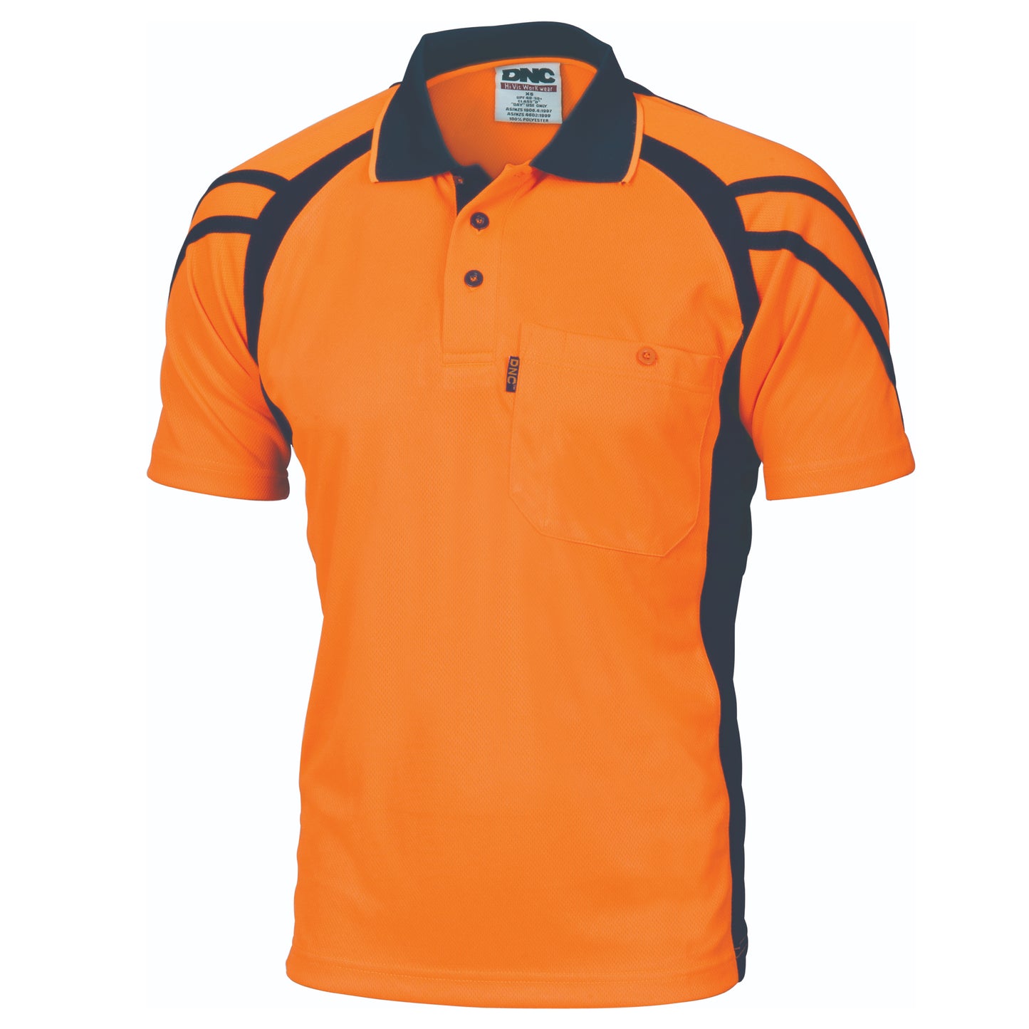 Cool-Breathe Stripe Panel Polo Shirt - Short Sleeve - 3979-O/N-S