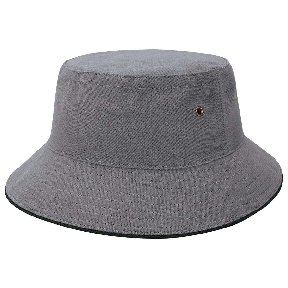 Sandwich Brim Bucket Hat - 4007-Grey/Black-L/XL