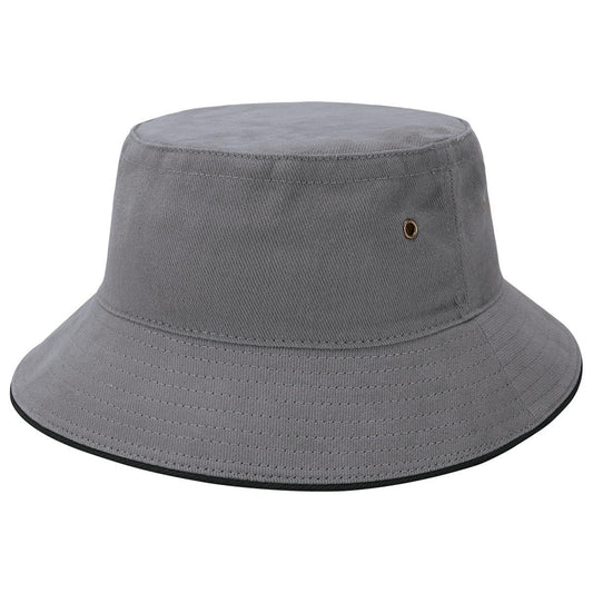 Sandwich Brim Bucket Hat - 4007-Grey/Black-L/XL