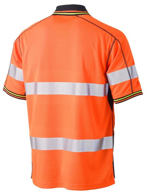 Taped 2Tone Hi Vis Polyester Mesh S/S Polo Shirt - BK1219T-O/N-5XL