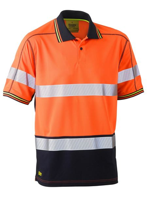 Taped 2Tone Hi Vis Polyester Mesh S/S Polo Shirt - BK1219T-O/N-5XL
