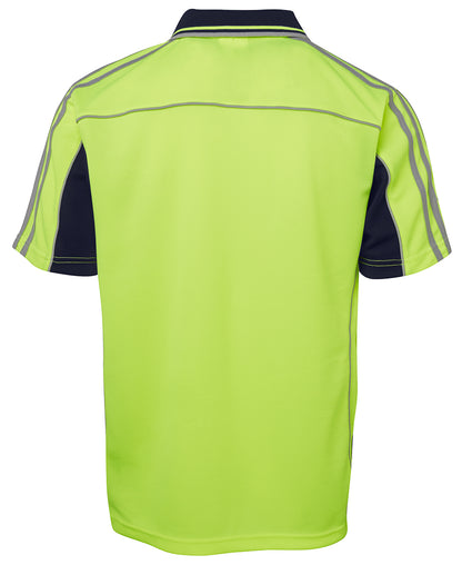 Jb's  Hi Vis S/S Arm Tape Polo - 6AT4S-Lime/Navy-XL