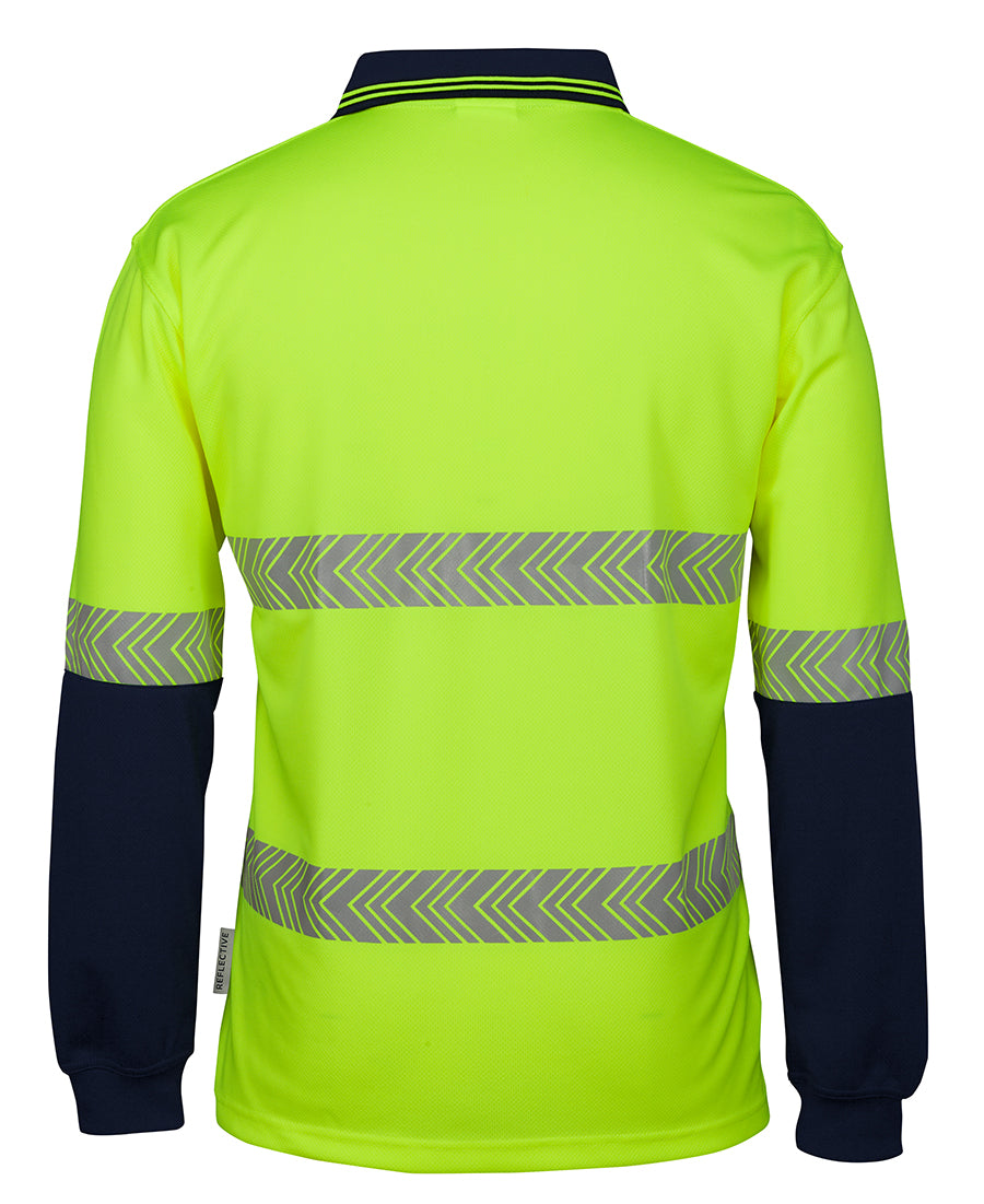 Jb's Hi Vis L/S Segmented Tape Polo - 6HLST-Lime/Navy-2XL