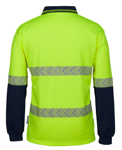 Jb's Hi Vis L/S Segmented Tape Polo - 6HLST-Lime/Navy-2XL