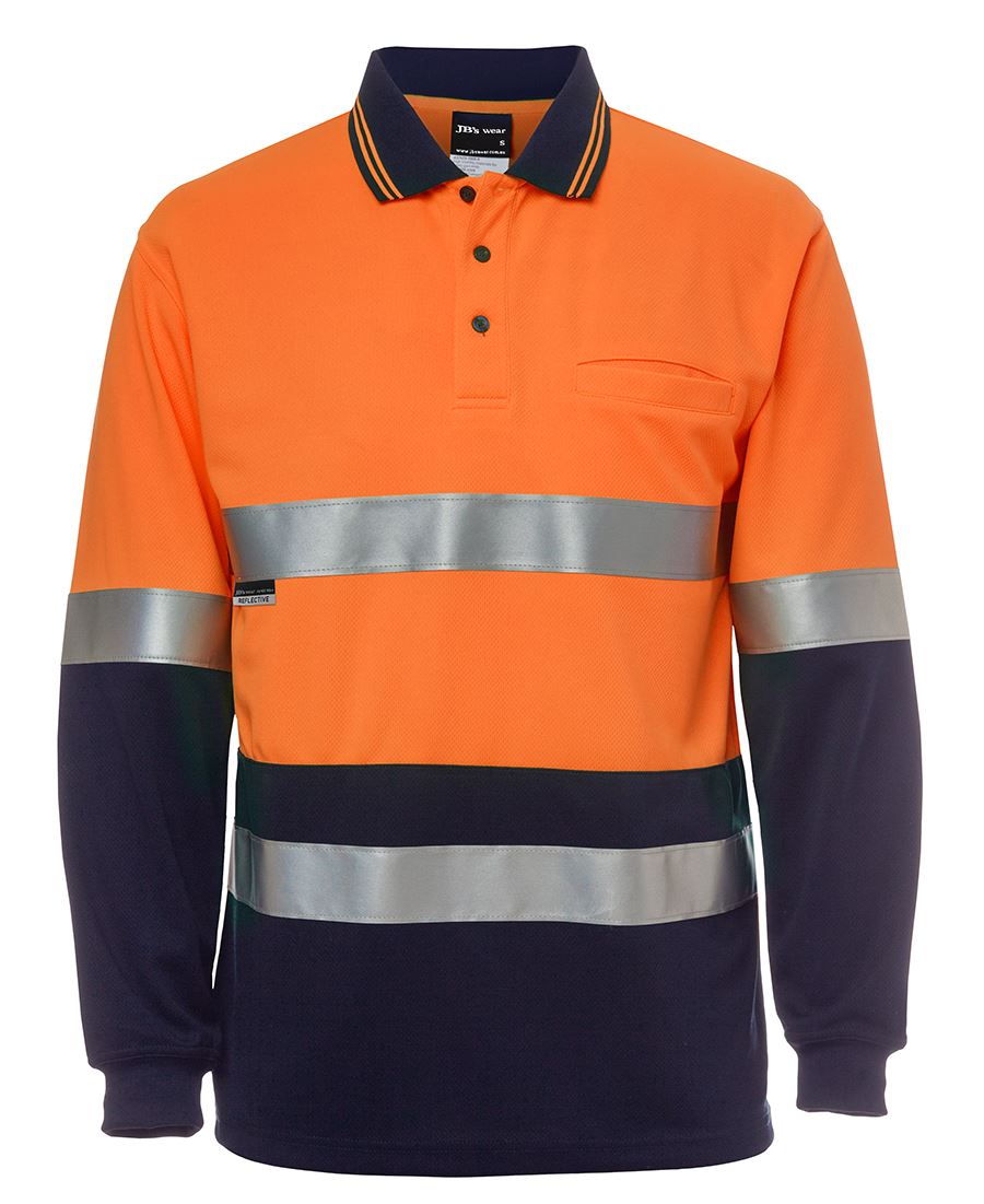 Jb's Hi-Vis L/S (D+N) Traditional Polo - 6HVSL-O/N-4XL