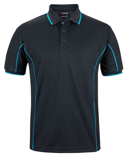 Jb’s Podium S/S Piping Polo - 7PIP-Black/Aqua-S